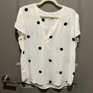 White & Black Polkadot Blouse